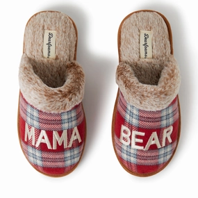 Women's Mama Bear Red Plaid Scuff Slippers Cozy Womens Slippers discount