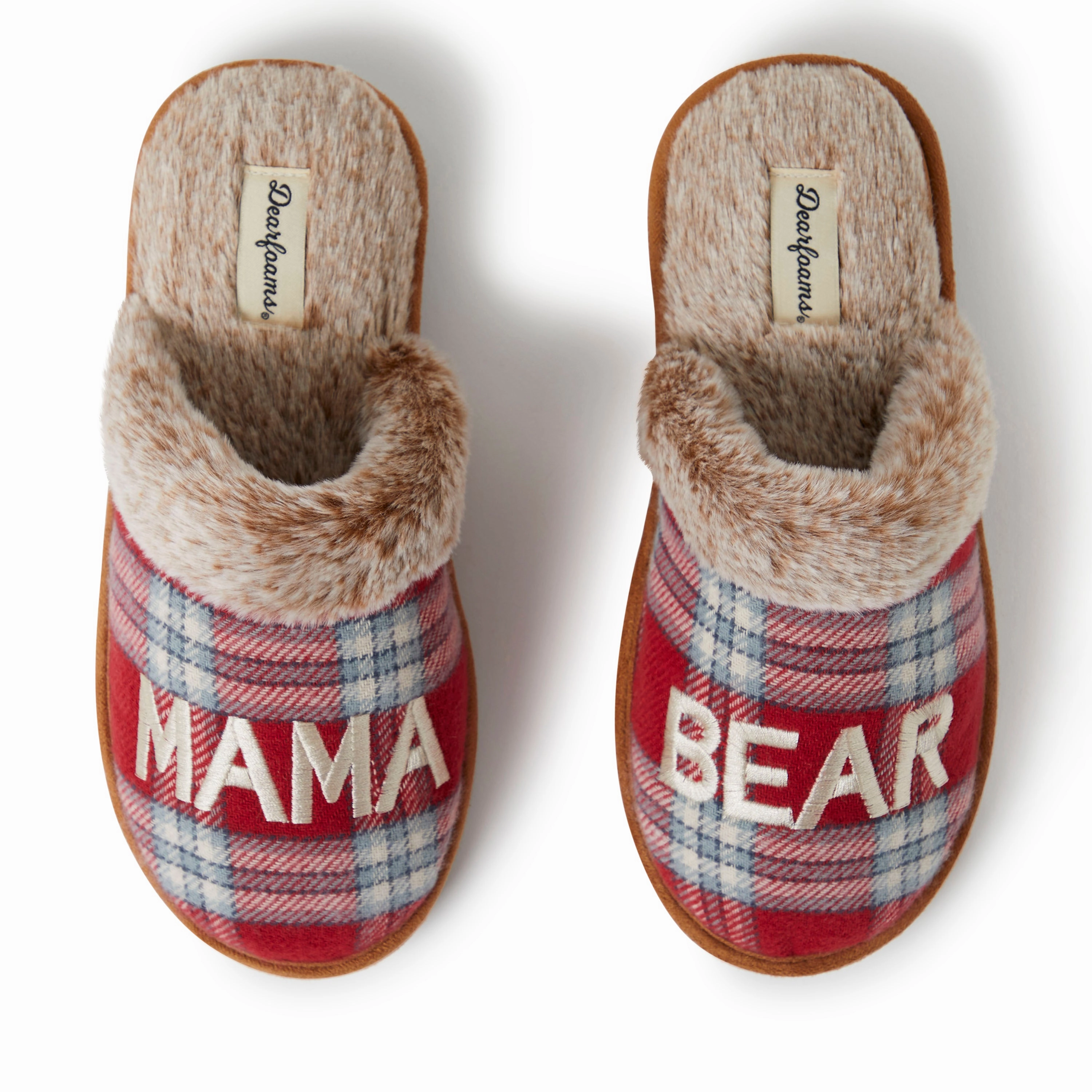 Women's Mama Bear Red Plaid Scuff Slippers Cozy Womens Slippers discount