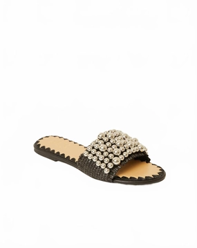 Women's Milos Pearl Slide In Black/silver Womens Slippers at low price