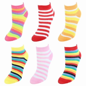 Women's Multi-Color Striped Low Cut Socks (6 Pack) Cozy Womens Slippers discount