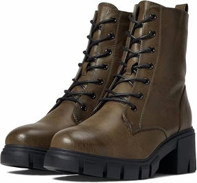 Women's Newz Smooth Combat Boot In Olive Cheap Womens Boots for winter
