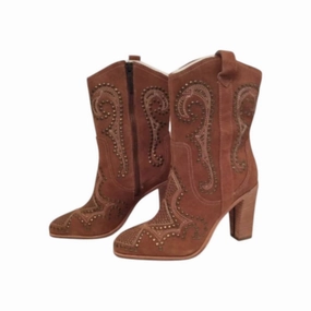 Women's Olivia Suede Boot In Saddle Oily Suede Comfortable Womens Boots low price