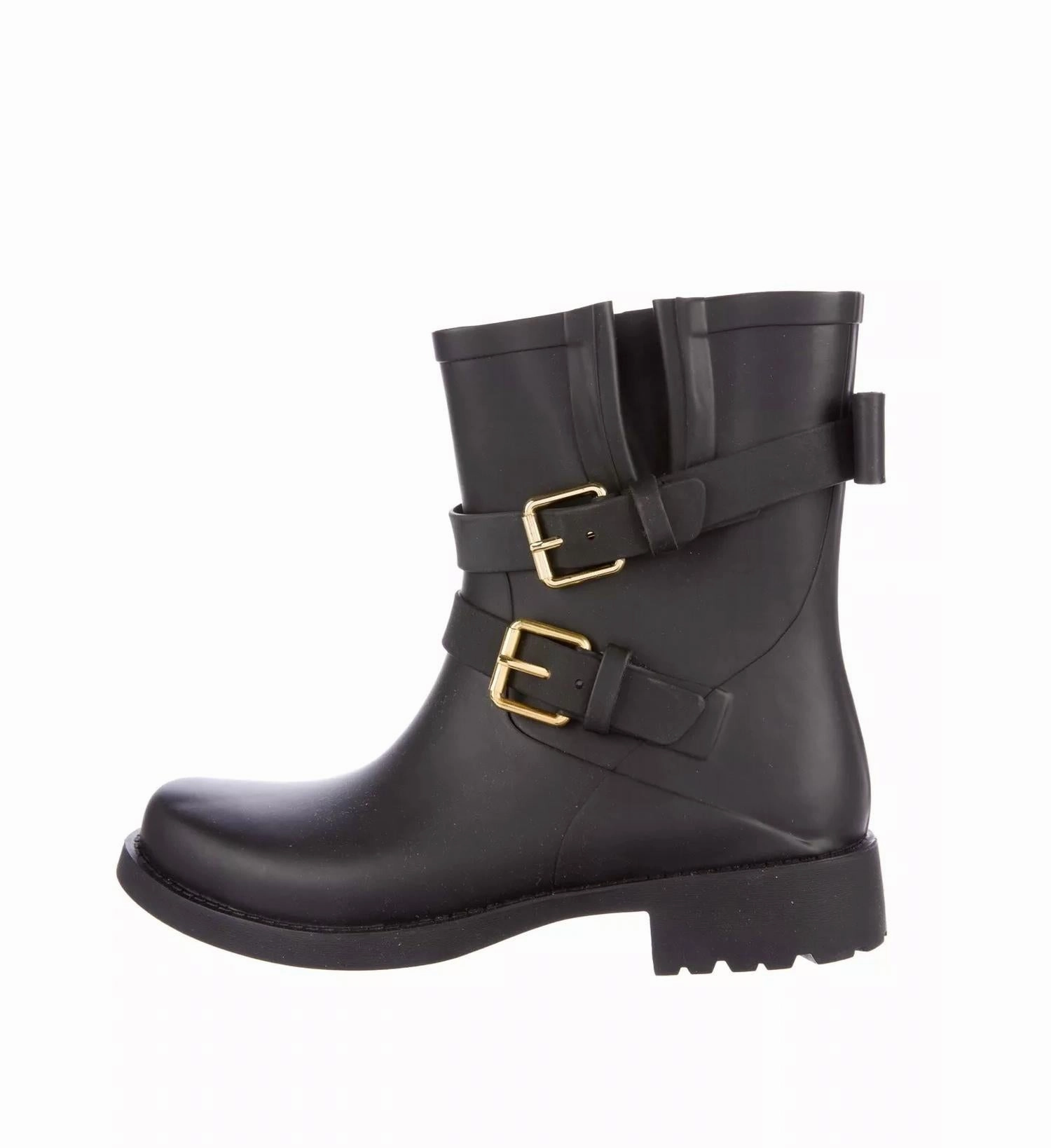 Women's Pamela Moto Rubber Rain Boots In Black