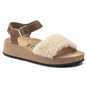 Women's Papillio Glenda Natural Leather / Shearling Sandal In Cream Comfortable Womens Sandals sale