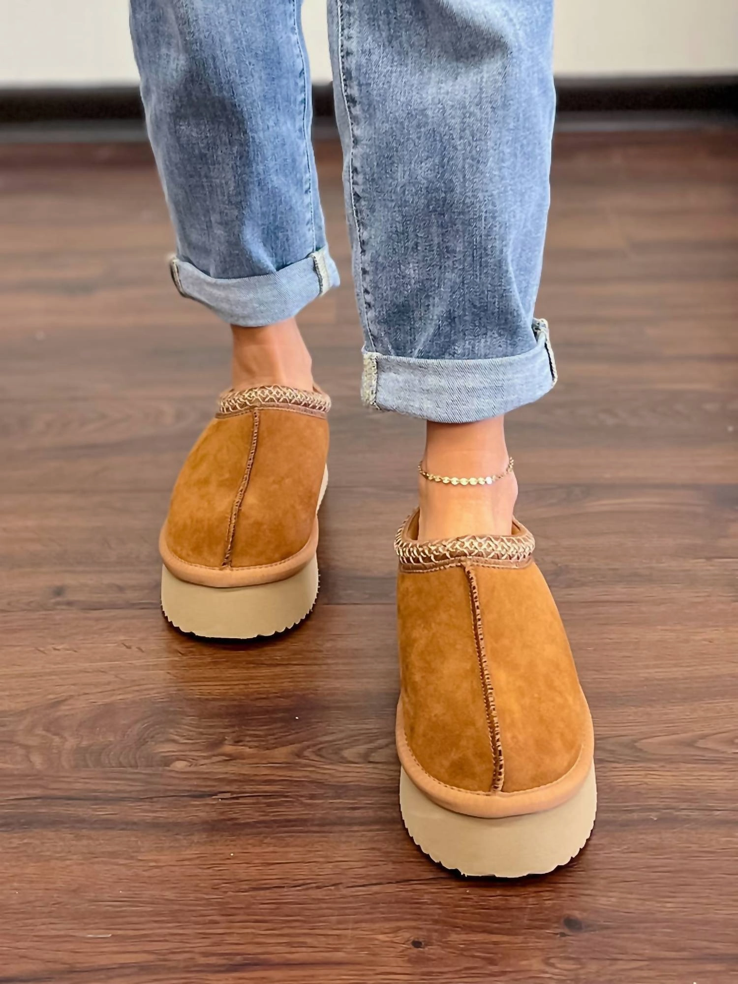 Women's Platform Brown Slippers Shoe In Brown