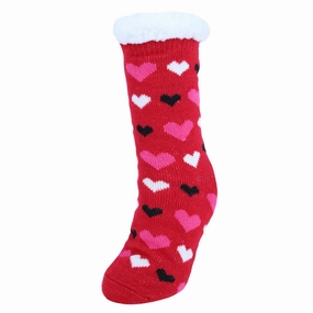 Women's Plush Sherpa Winter Fleece Lined Hearts Slipper Socks Cozy Womens Slippers discount