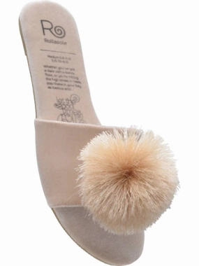 Women's Pom Pom Slippers In Champagne Womens Slippers at low price
