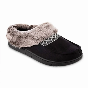 Women's Recycled Microsuede And Faux Fur Hoodback Slipper In Black Cozy Womens Slippers discount