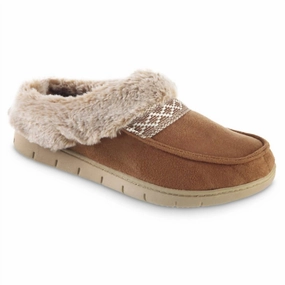 Women's Recycled Microsuede And Faux Fur Hoodback Slipper In Cognac Cozy Womens Slippers discount
