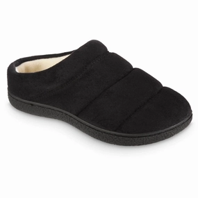 Women's Recycled Microsuede Puffer Clog Slipper In Black Womens Slippers at low price
