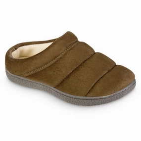 Women's Recycled Microsuede Puffer Clog Slipper In Olive Womens Slippers at low price