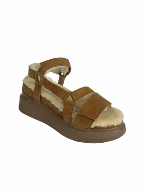 Women's Shearling Sandals In Russet Suede Outlet price Womens Sandals