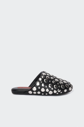 Women's Studded Bubble Slipper Shoe In Black/silver Womens Slippers at low price