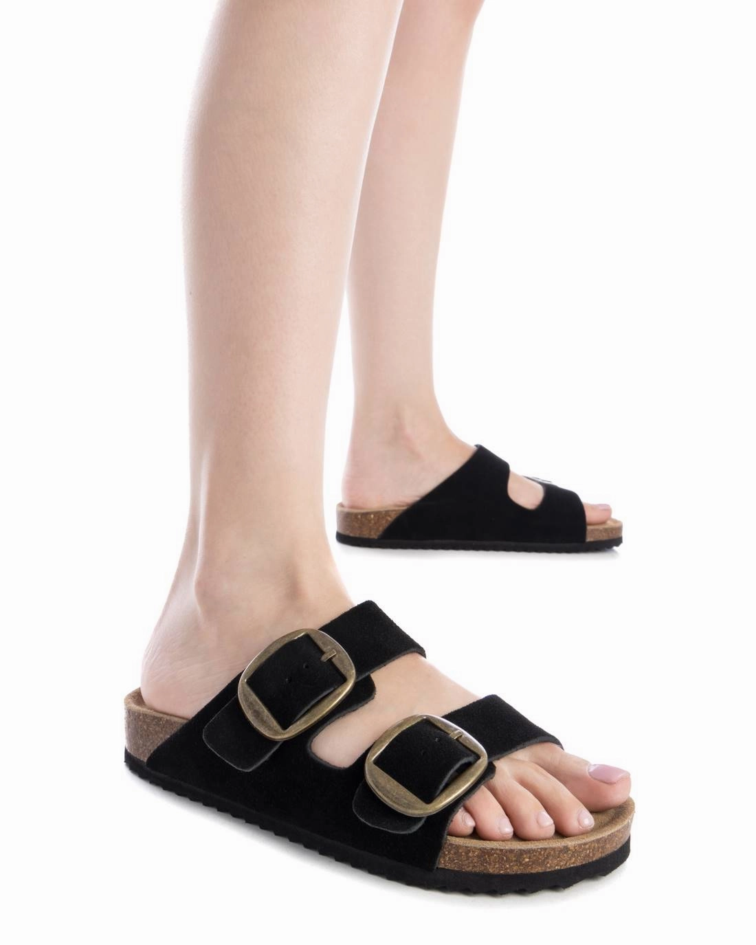Women's Suede Double Strap Buckle Sandals By XTI