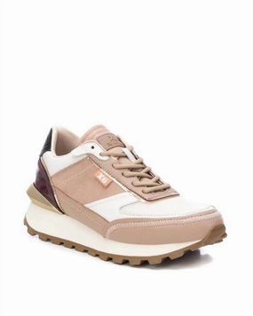 Women's Suede Lace-Up Sneakers In Beige Stylish Womens Sneakers clearance