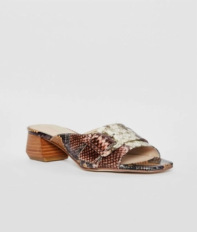 Women's Tala Embossed Snake Slip On In Brown Minera Embossed Snake Womens Slippers at low price