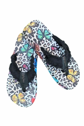 Women's Tallulah Printed Flip Flops In Black Multi Womens Slippers at low price