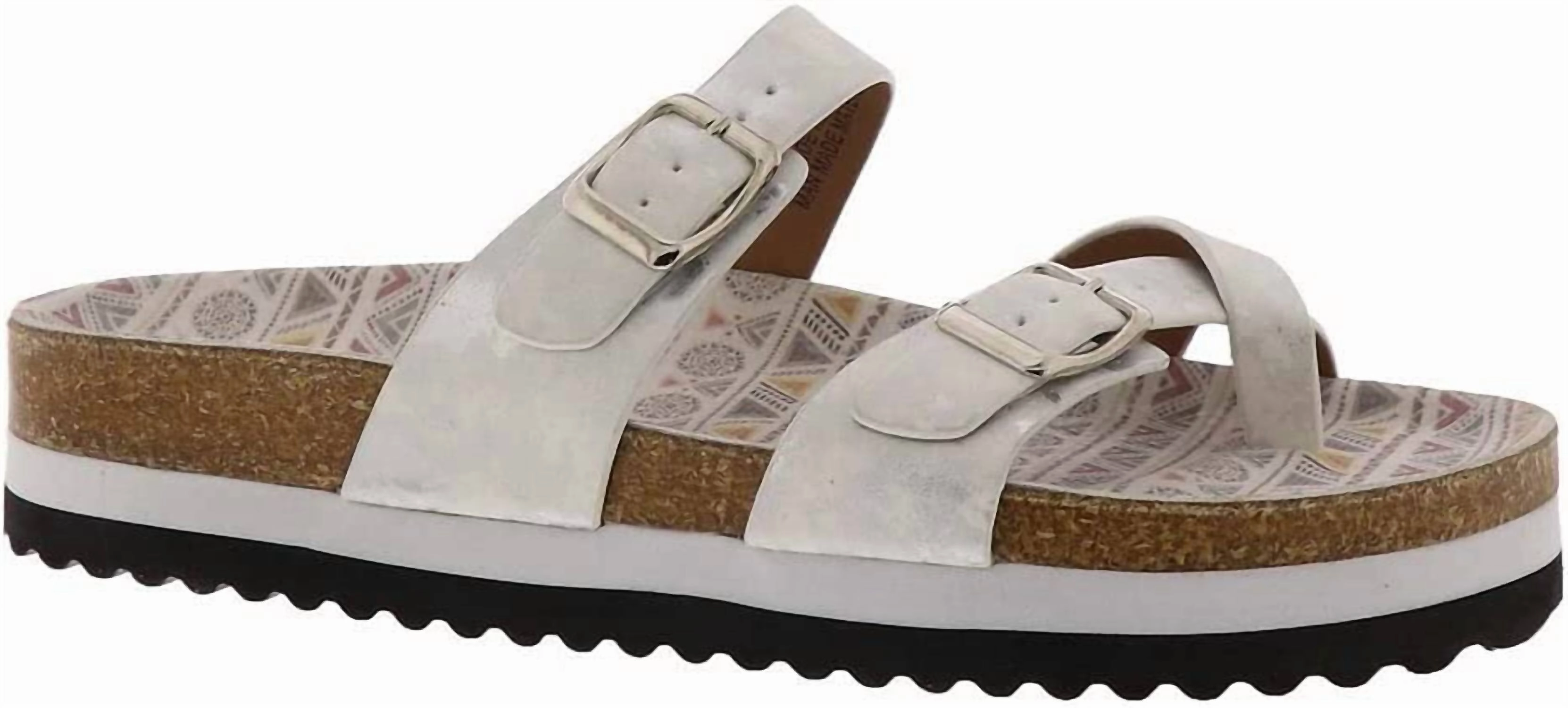 Women's Tan Line Sandals In White Metallic
