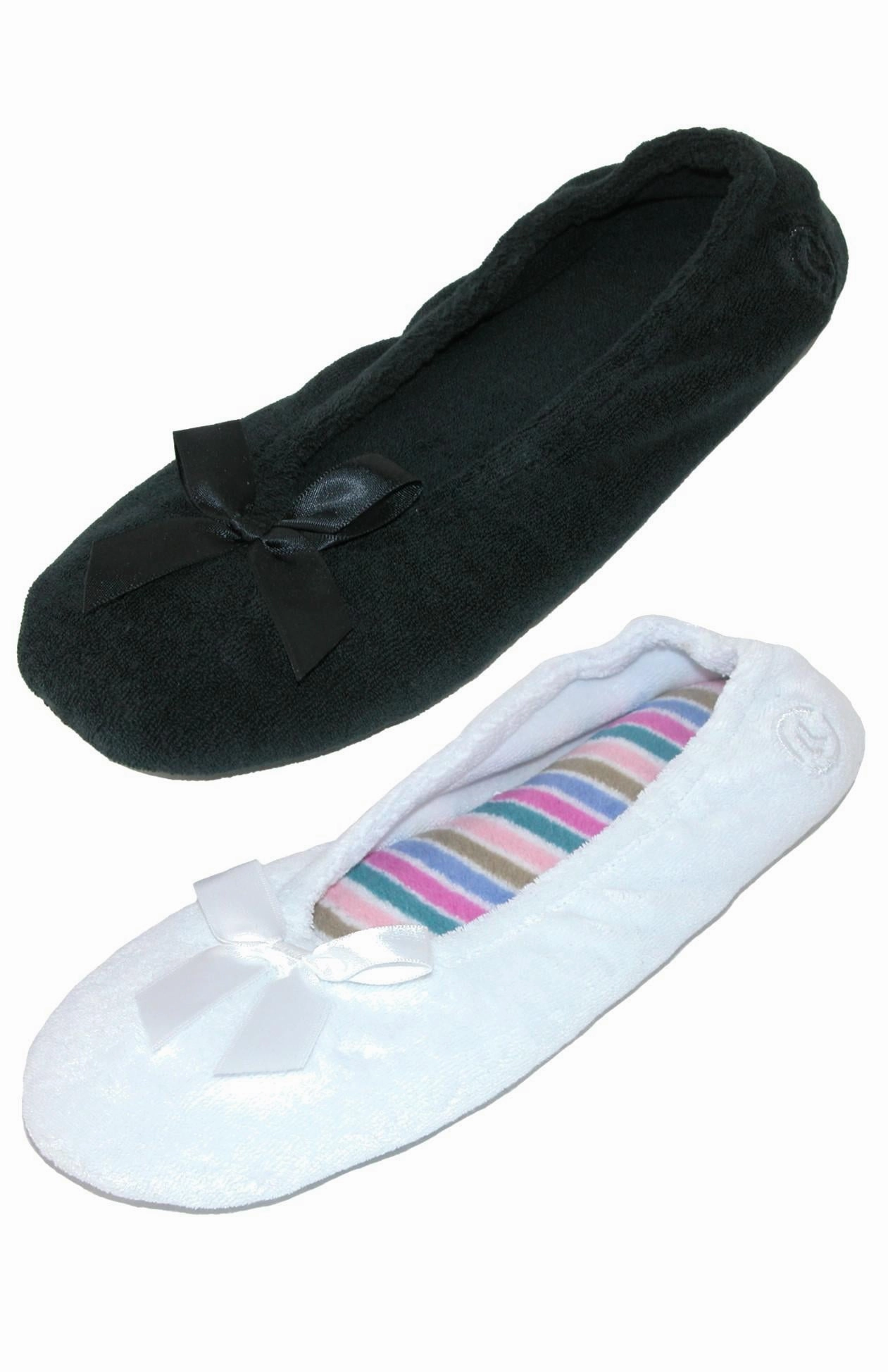Women's Terry Classic Ballerina Slippers (Pack of 2) Cozy Womens Slippers discount