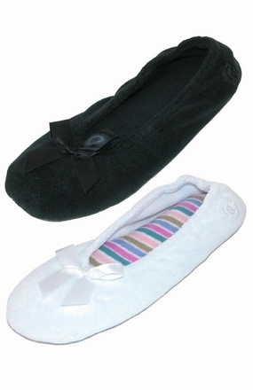 Women's Terry Classic Ballerina Slippers (Pack of 2) Cozy Womens Slippers discount