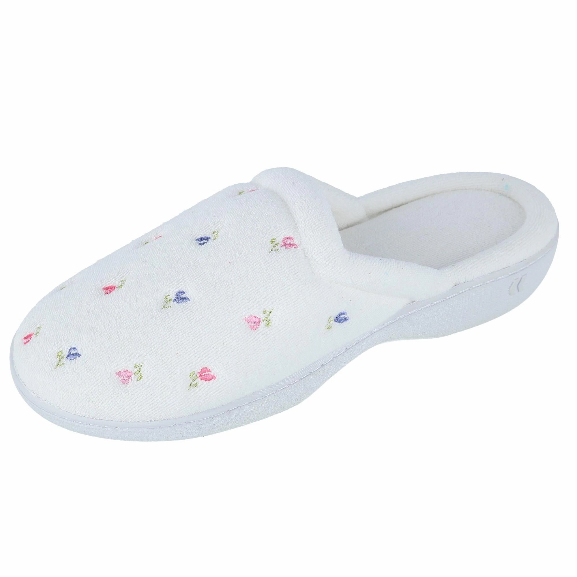 Women's Terry Scalloped Embroidered Clog Slippers
