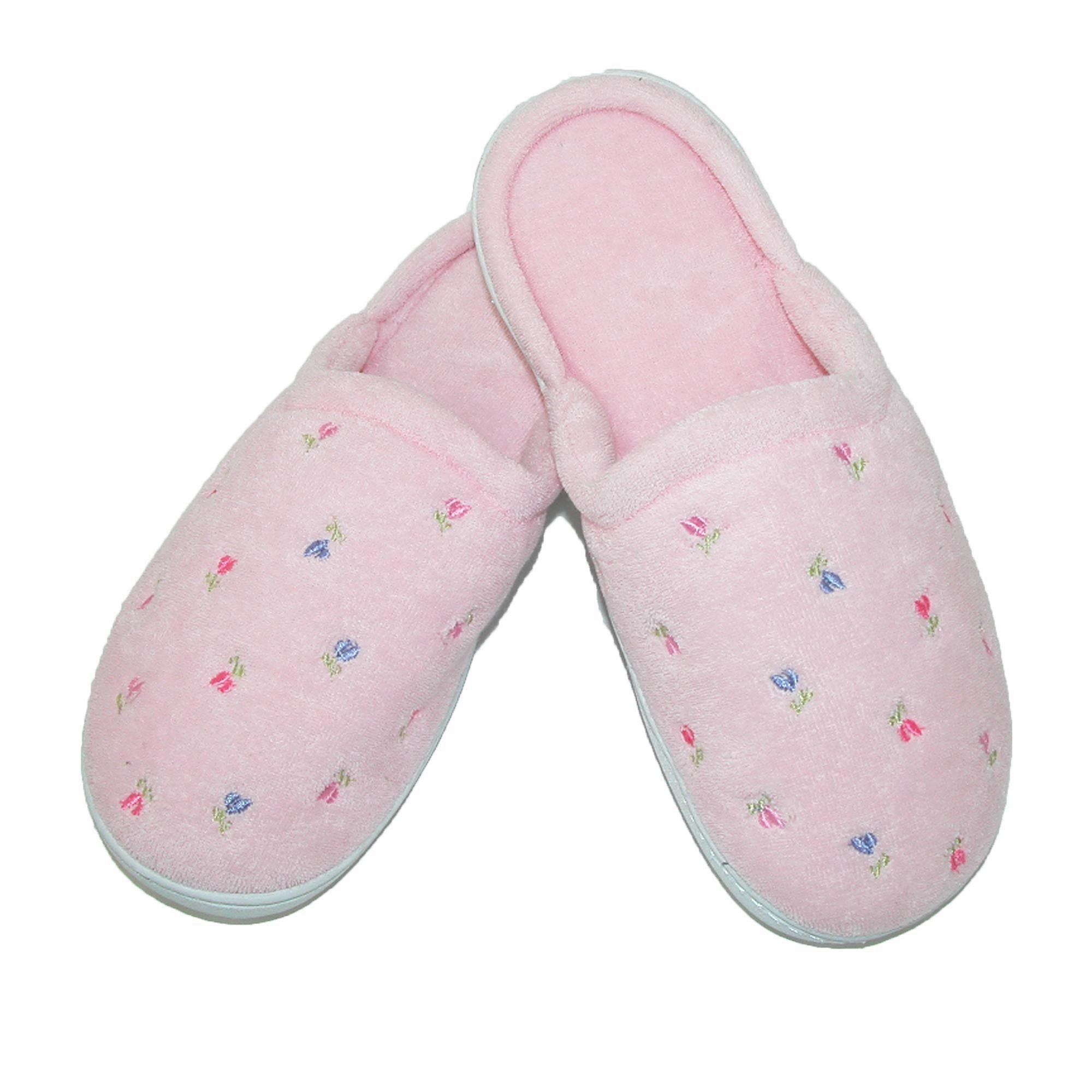 Women's Terry Scalloped Embroidered Clog Slippers