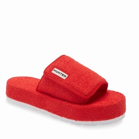 Women's Terry Towelling Beach Slide In Hunter Red Womens Slippers at low price