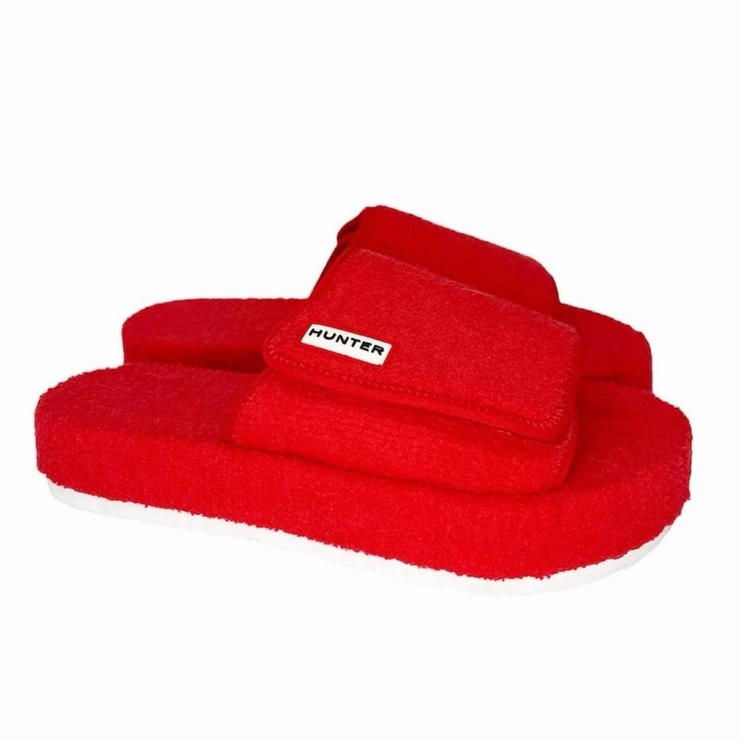 Women's Terry Towelling Beach Slide In Hunter Red