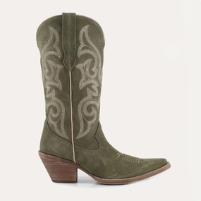 Women's Tessa Leather Cowgirl Boots In Olive Womens Boots sale online