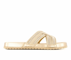 Women's Ultra Comfort Slides In Gold Womens Slippers at low price