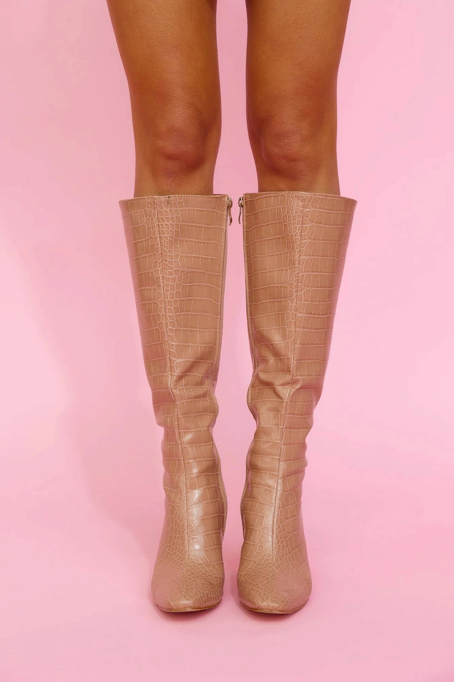 Women's Zadie Boots In Dark Nude Croc