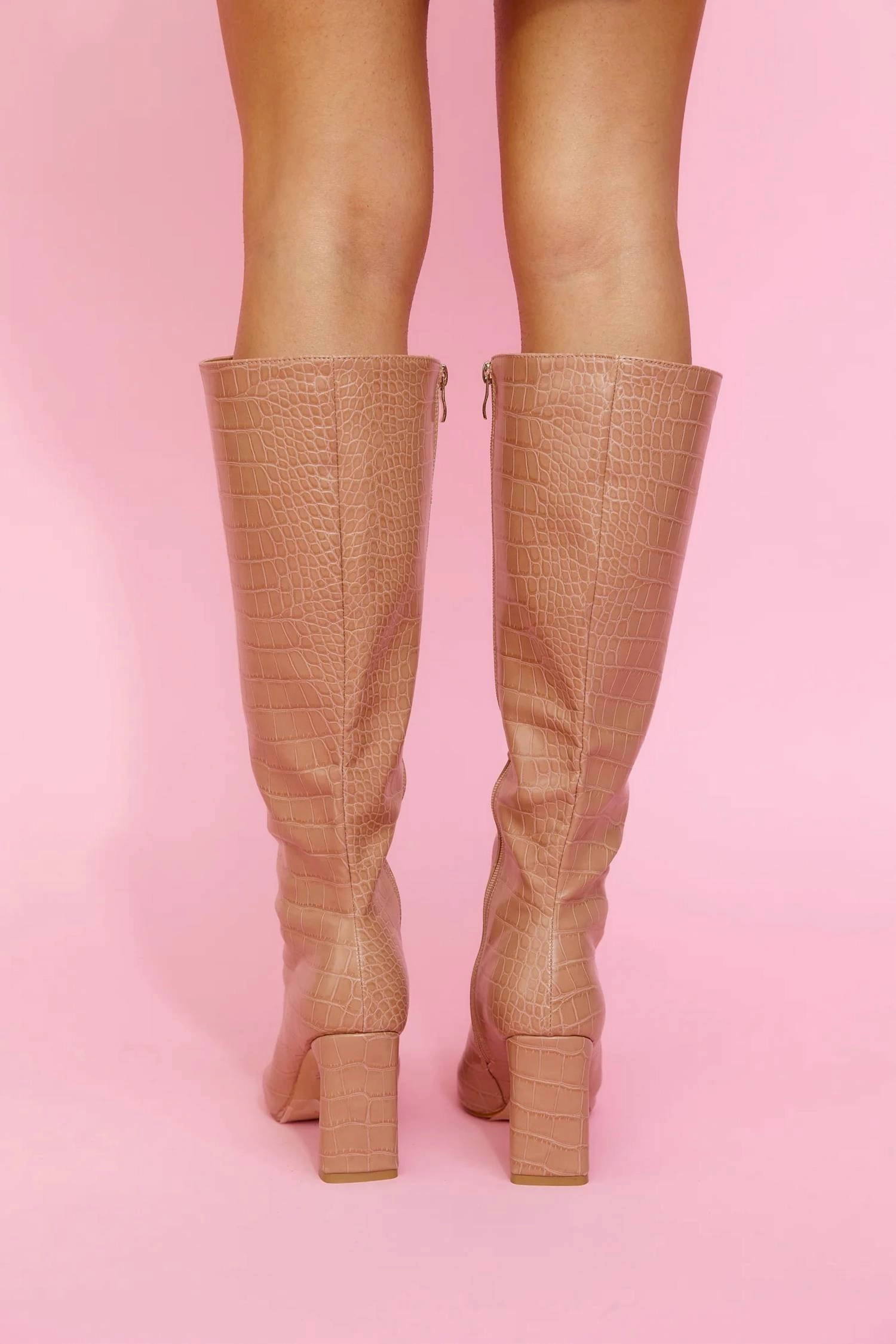 Women's Zadie Boots In Dark Nude Croc