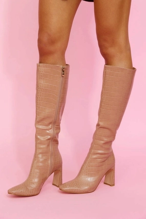 Women's Zadie Boots In Dark Nude Croc High-quality Womens Boots discount