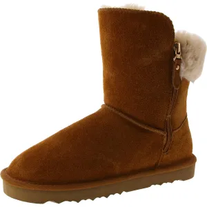 Womens Suede Cold Weather Shearling Boots Cheap Womens Boots for winter