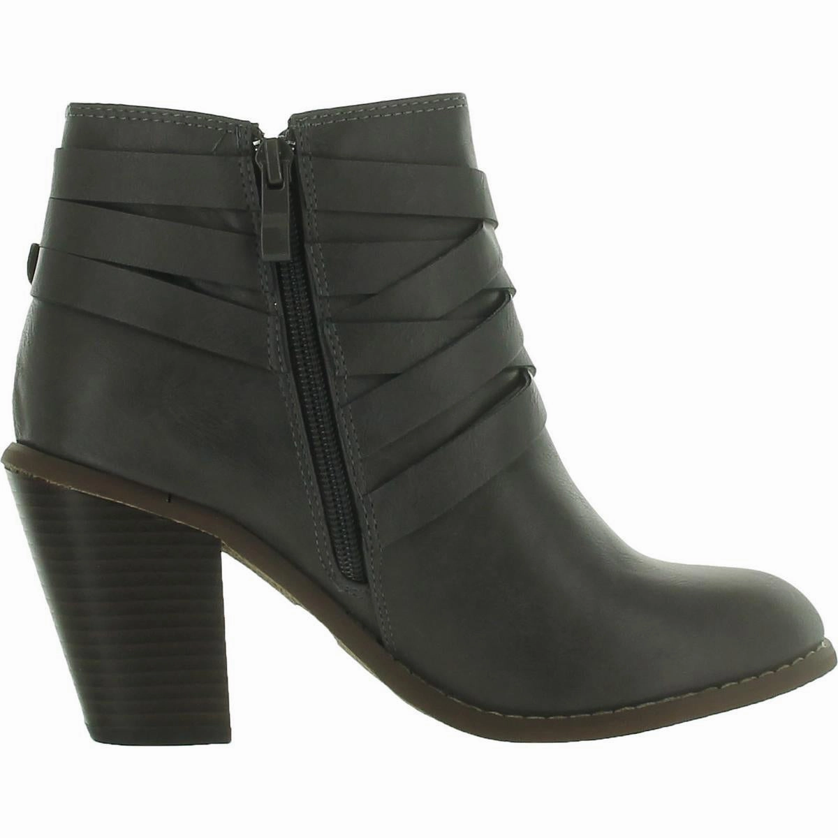 Womens Block Heel Buckle Mid-Calf Boots