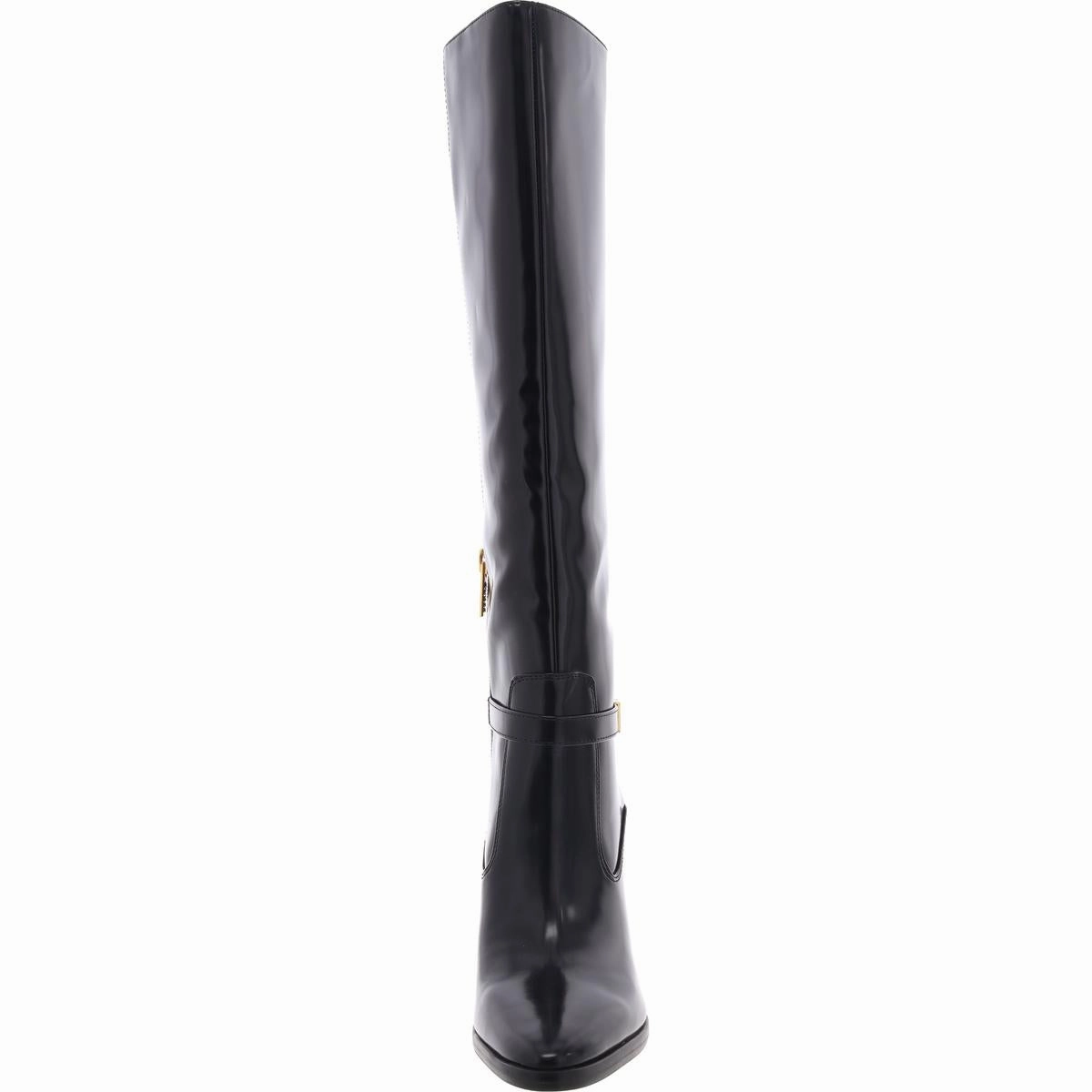 Womens Block Heel Faux Leather Knee-High Boots