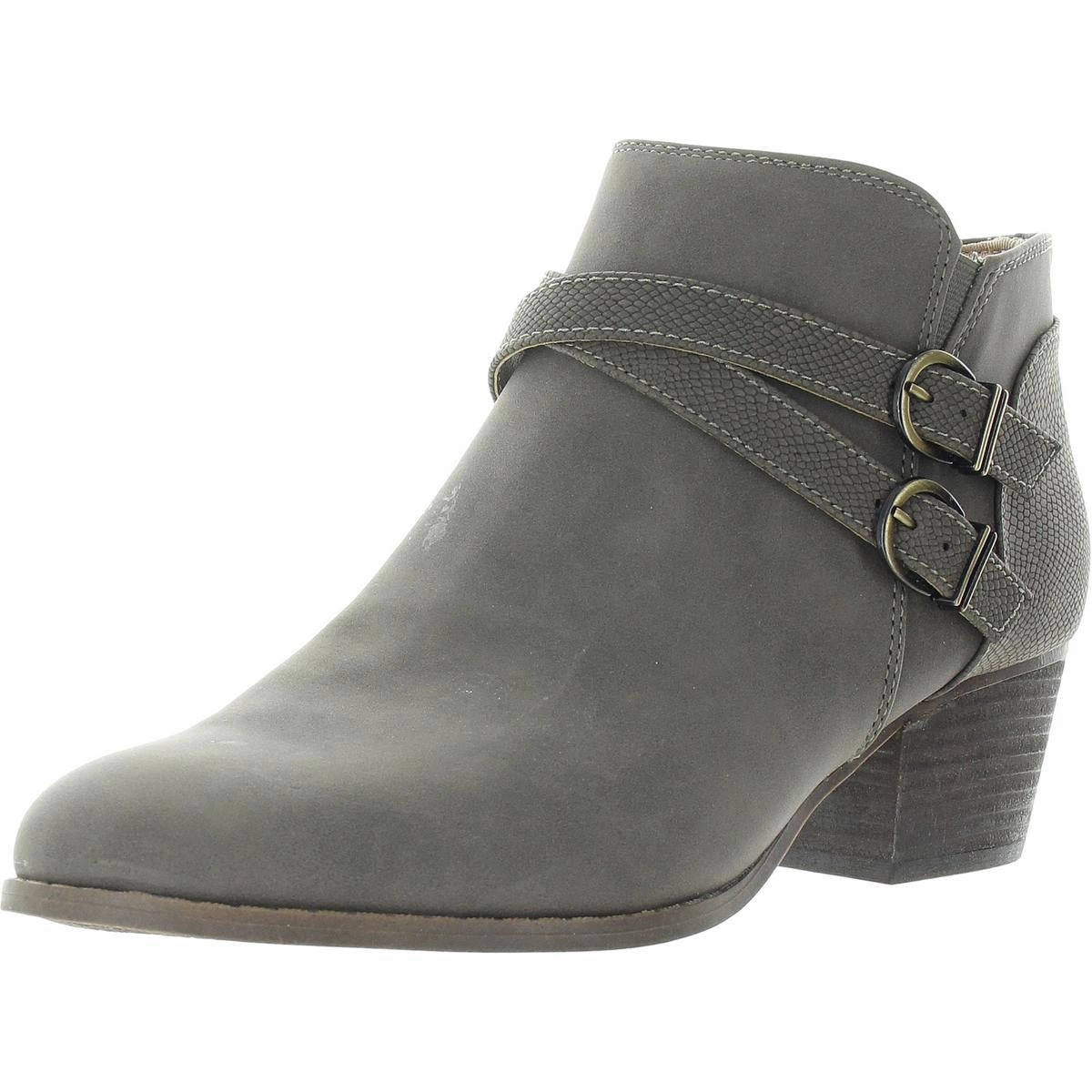 Womens Buckle Faux Suede Booties