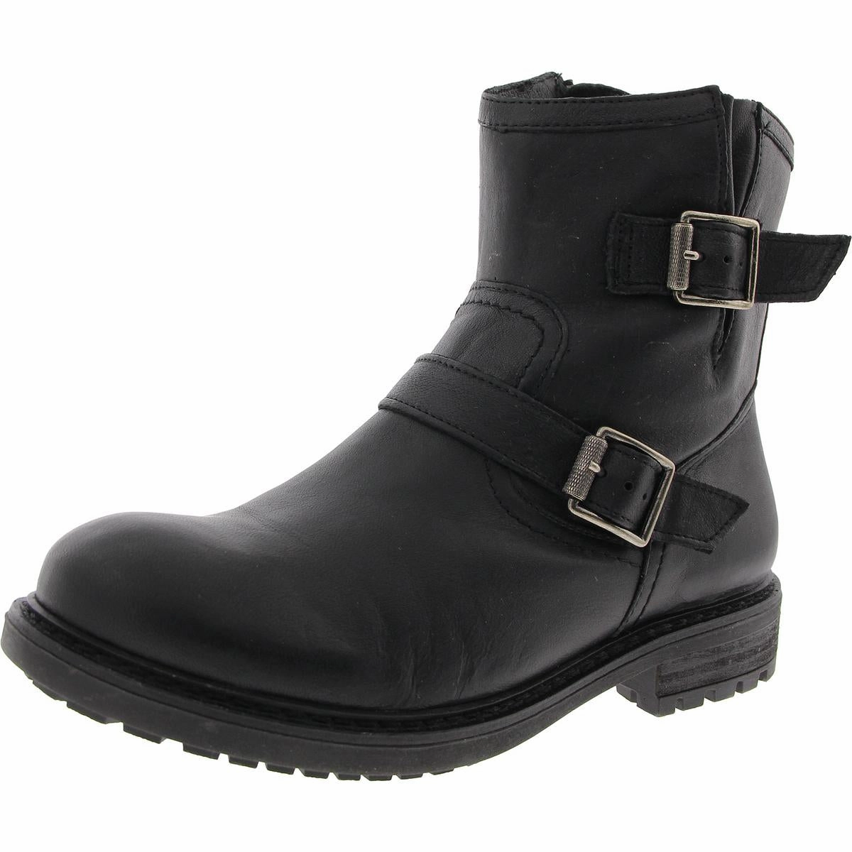 Womens Buckle Leather Motorcycle Boots Sale on Womens Trendy Boots