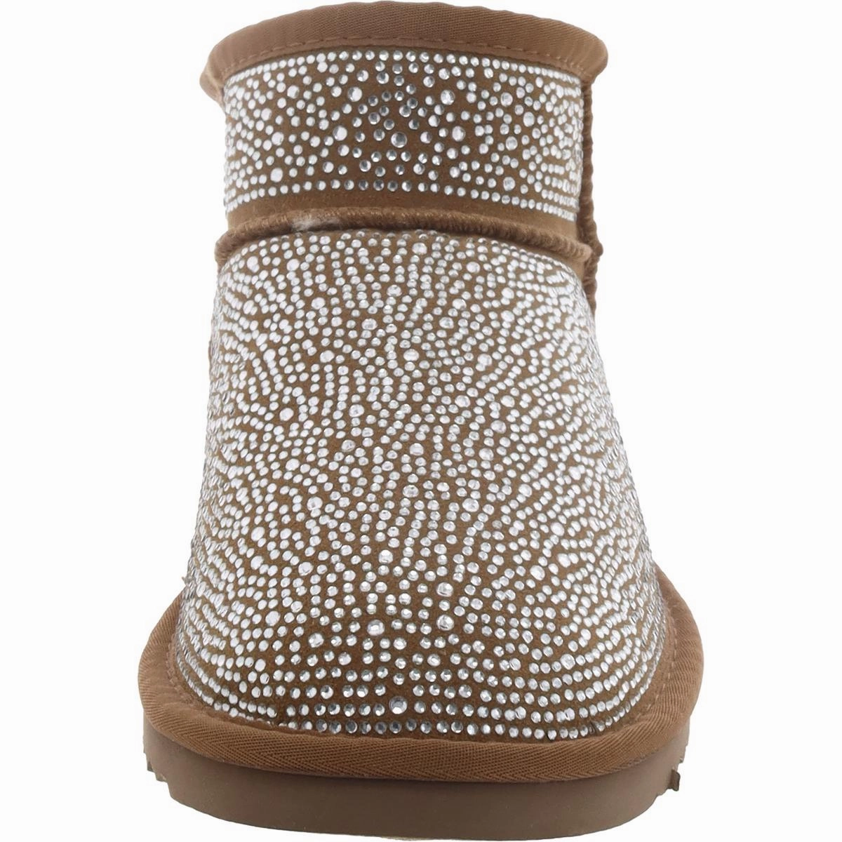 Womens Canvas Rhinestone Shearling Boots