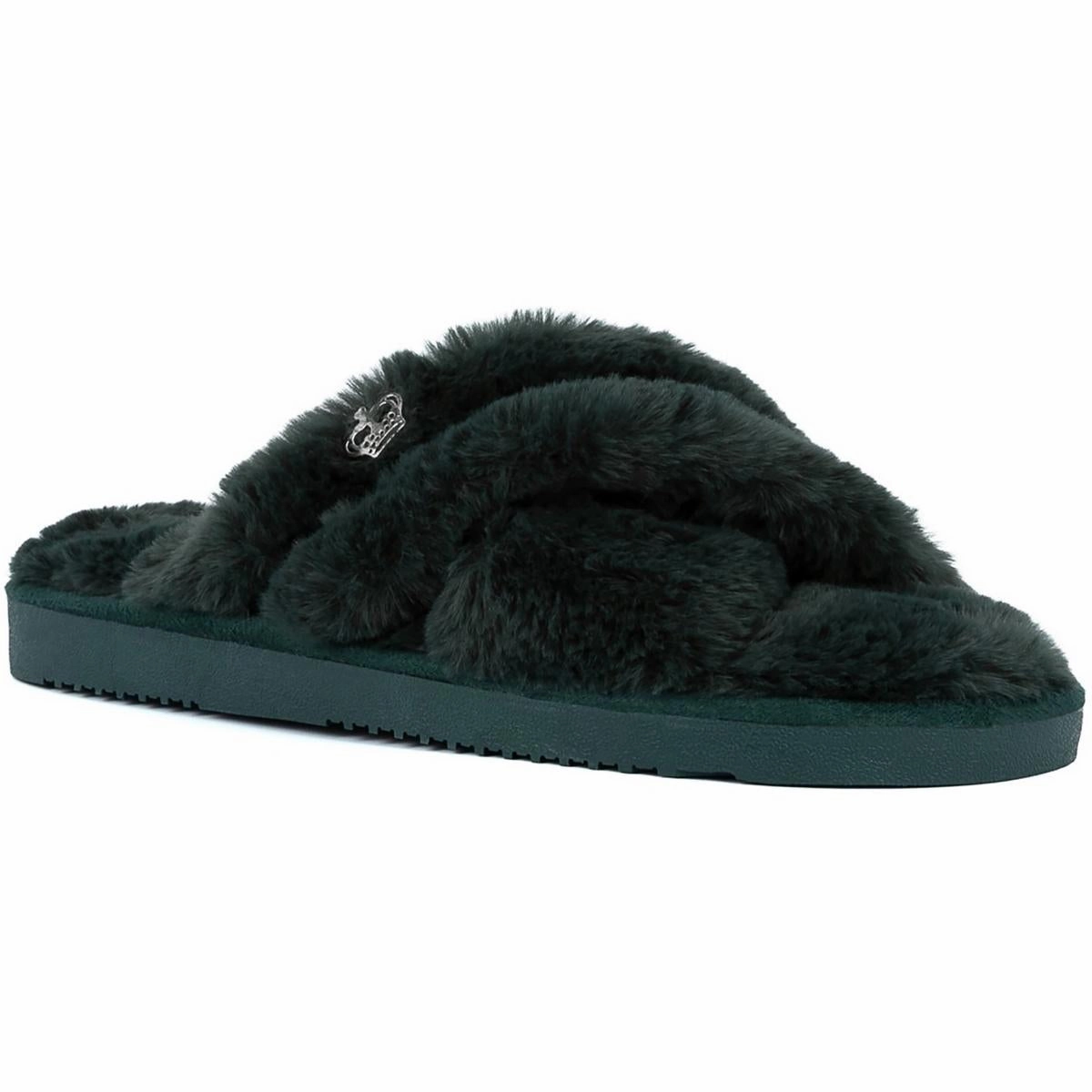 Womens Criss-Cross Man Made Slide Slippers Cozy Womens Slippers discount