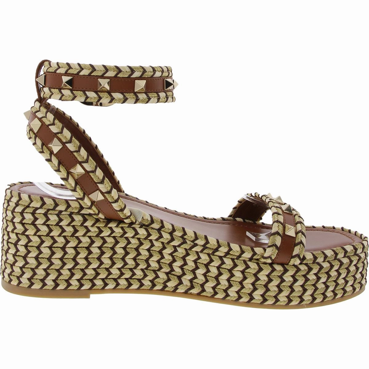 Womens Embellished Leather Platform Sandals