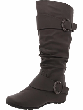 Womens Faux eather Buckle Knee-High Boots Comfortable Womens Boots low price