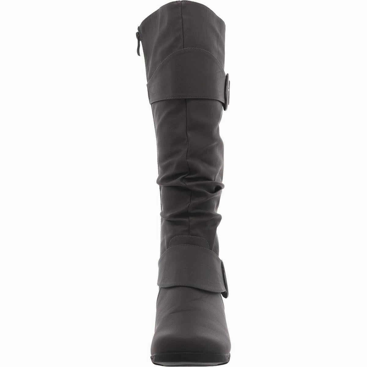Womens Faux eather Buckle Knee-High Boots