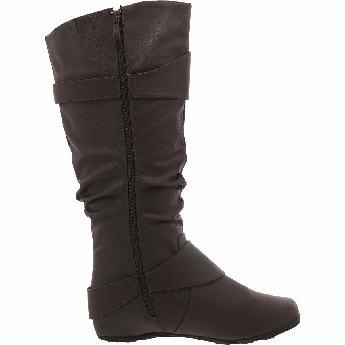 Womens Faux eather Buckle Knee-High Boots