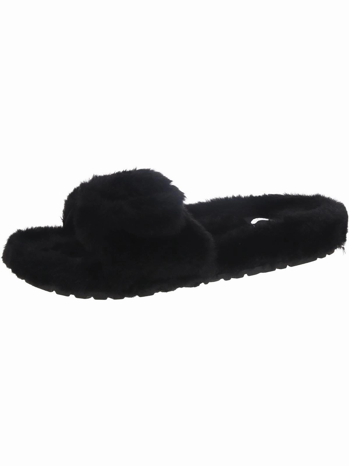 Womens Faux Fur Flat Slide Slippers Womens Slippers at low price