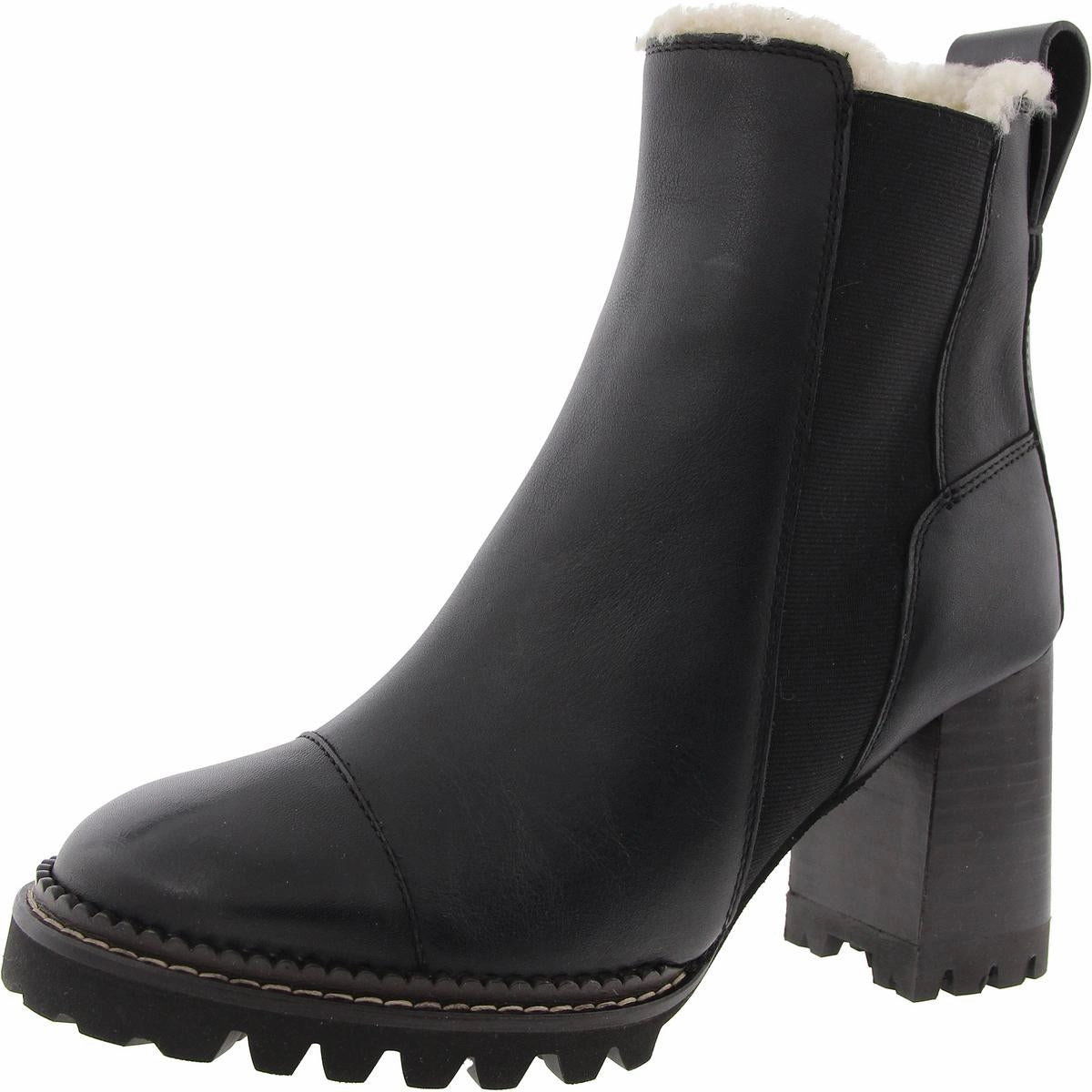 Womens Faux Fur Leather Booties