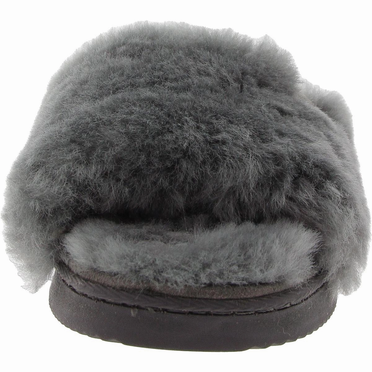 Womens Faux Fur Lined Faux Fur Slide Slippers