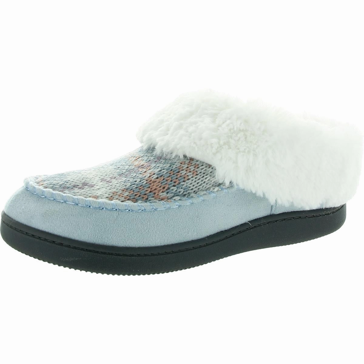 Womens Faux Fur Lined Faux Suede Scuff Slippers
