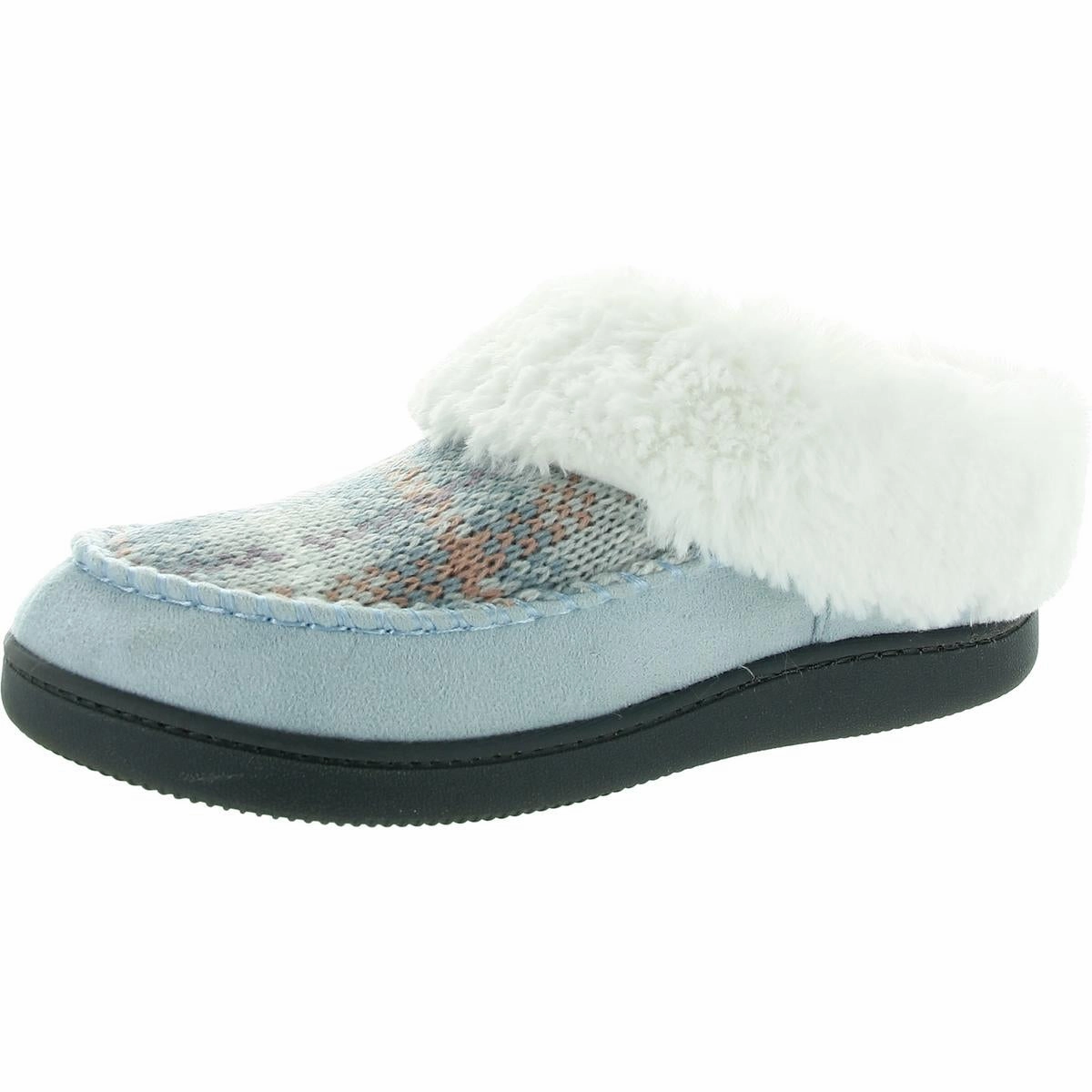 Womens Faux Fur Lined Faux Suede Scuff Slippers