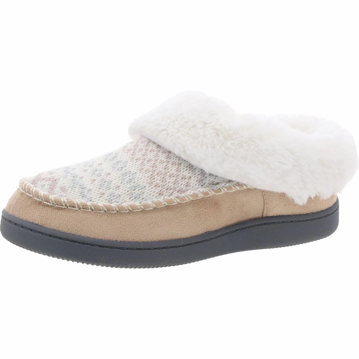 Womens Faux Fur Lined Faux Suede Scuff Slippers